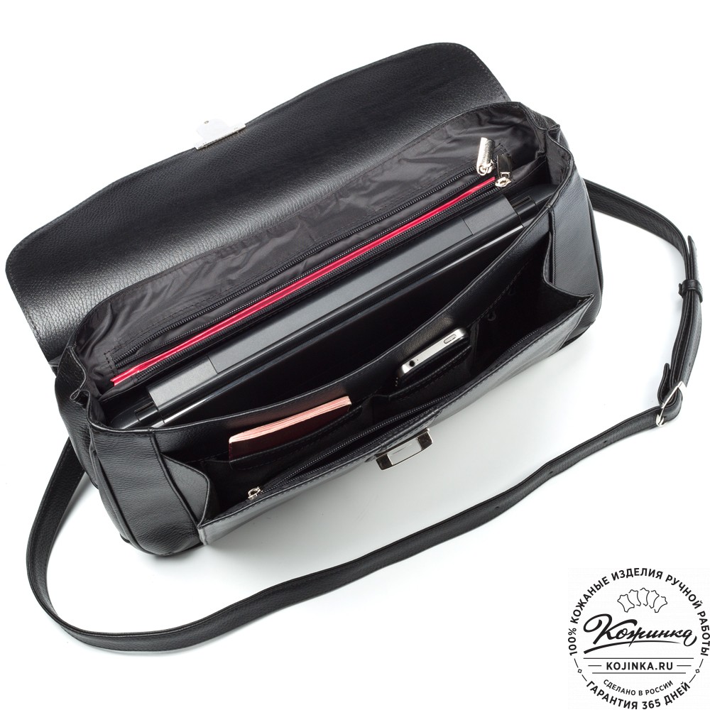 Кожаный портфель "Руби" (чёрный)